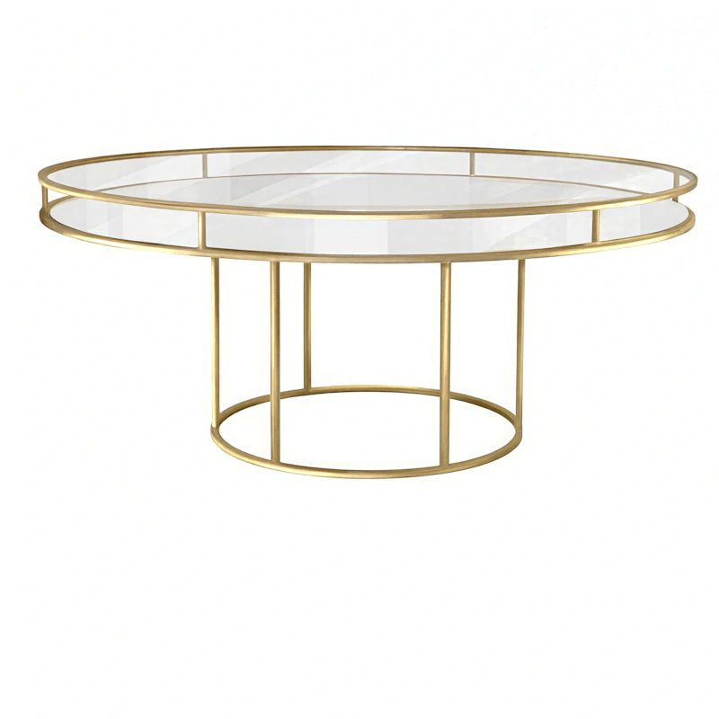 Стол "Лофт" золото, прозрачная столешница, белое подстолье