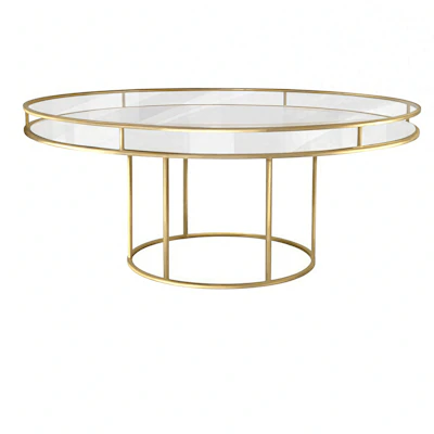 Стол "Лофт" золото, прозрачная столешница, белое подстолье