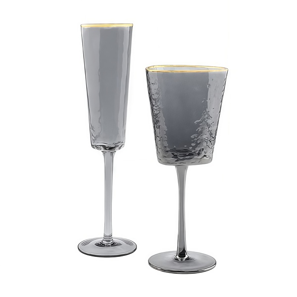 Набор бокалов "Блум" дымчатые с золотым кантом