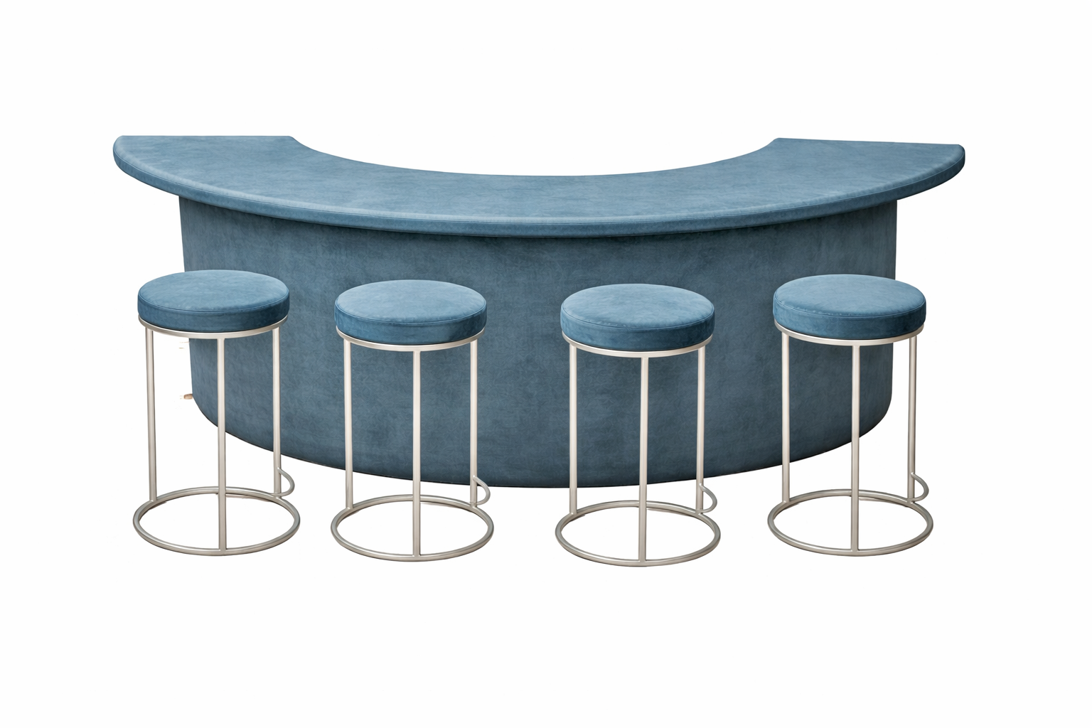 Барный комплект "Луна"  голубой бархат 