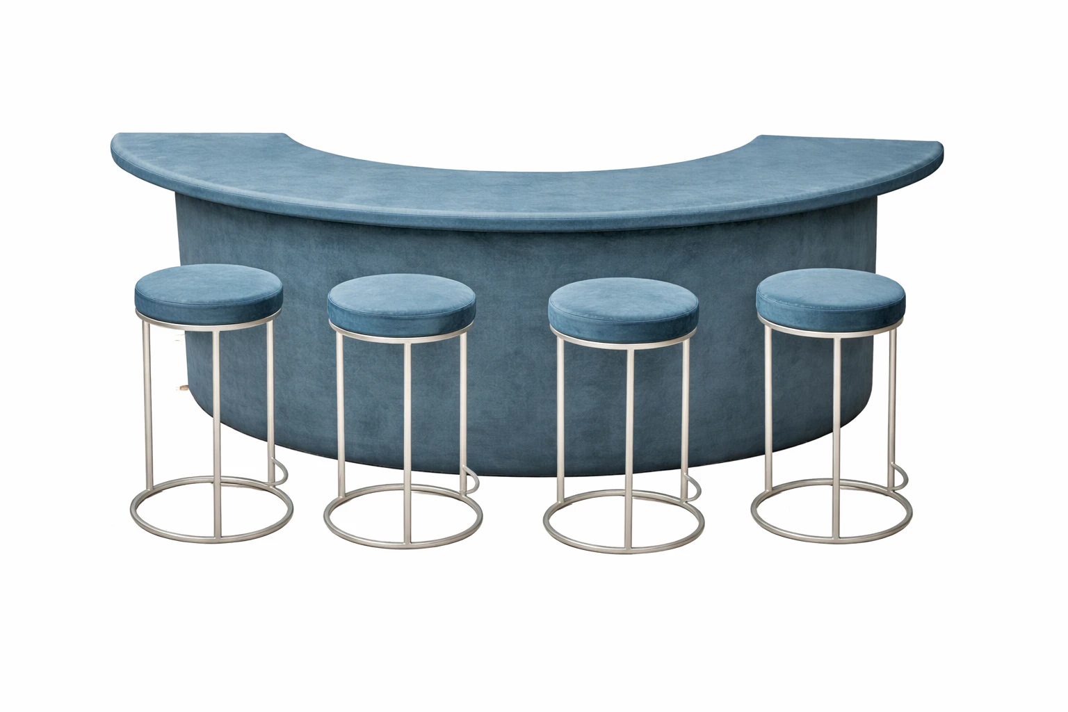 Барный комплект "Луна"  голубой бархат 