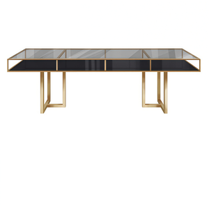 Стол "Лофт Голд", дымчатая столешница, черное подстолье