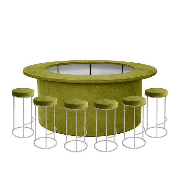 Комплект барной стойки  "Луна" 360  оливковый бархат  - Фото 1