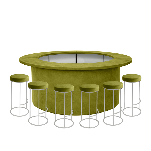 Комплект барной стойки  "Луна" 360  оливковый бархат 