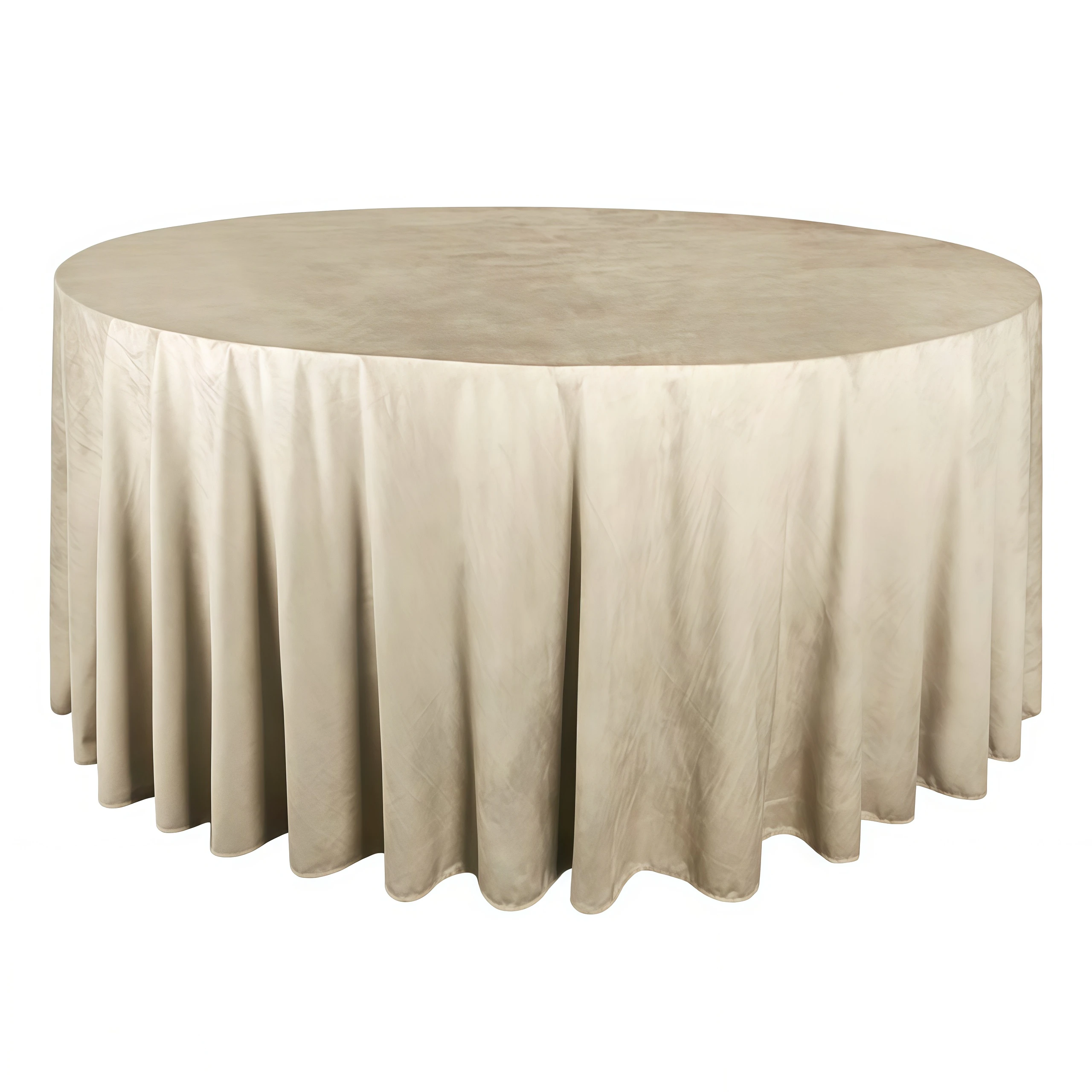 Скатерть круглая бархат светло-бежевая