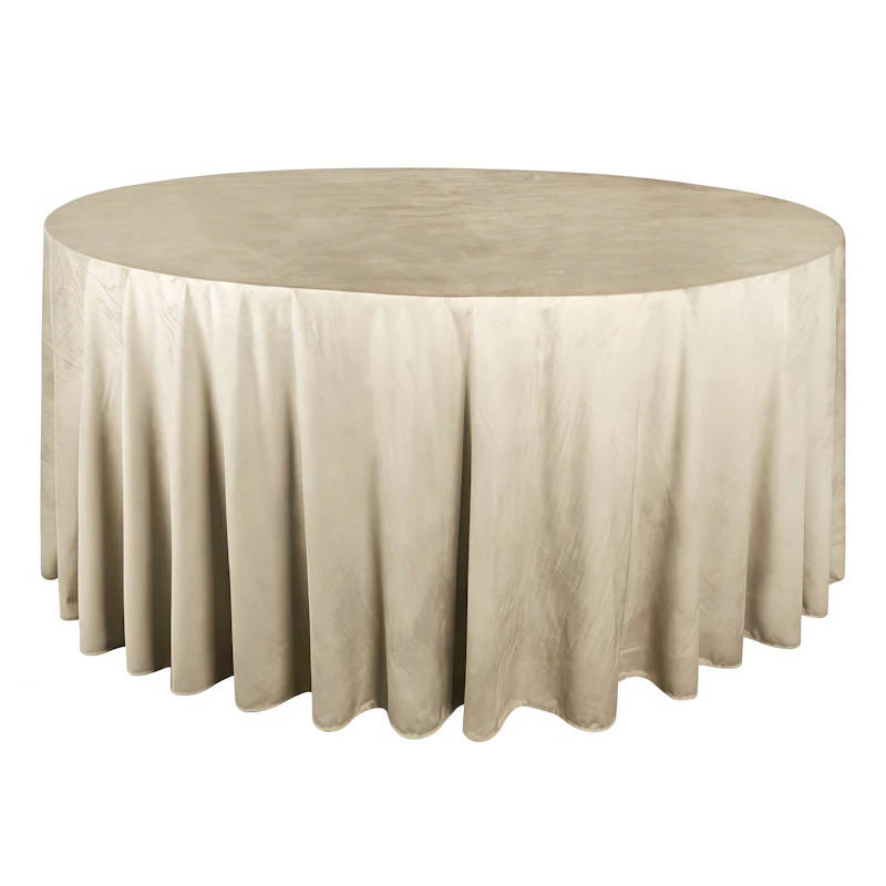 Скатерть круглая бархат светло-бежевая