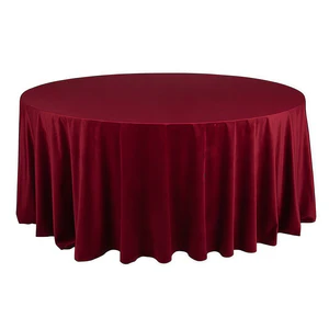 Скатерть круглая бархат рубиново-красная - Фото 1