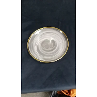 Тарелка сервизная "Белый дым" с золотым кантом - изображение 2