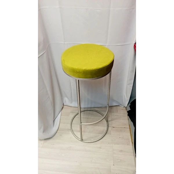 Барный стул серебро, оливковый бархат - Фото 2