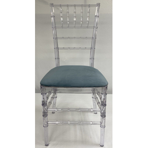 Стул «Тиффани» прозрачный, пыльно-голубой бархат - Фото 2