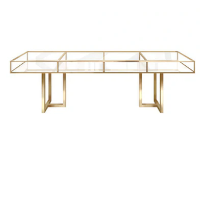 Стол "Лофт Голд", прозрачная столешница, белое подстолье - изображение 1