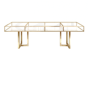 Стол "Лофт Голд", прозрачная столешница, белое подстолье - Фото 1