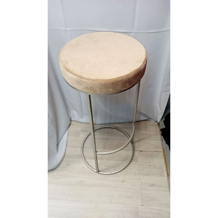 Барный стул серебро, бежевый бархат - Фото миниатюра 2