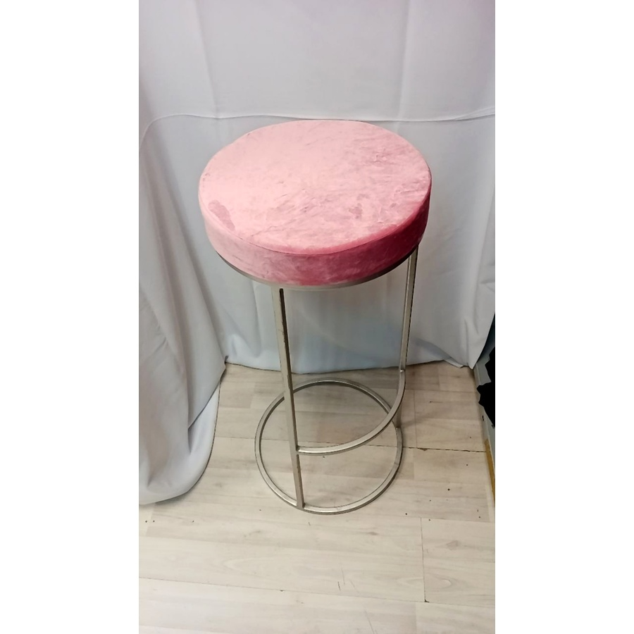Барный стул серебро, пепельно-розовый бархат - Фото миниатюра 2