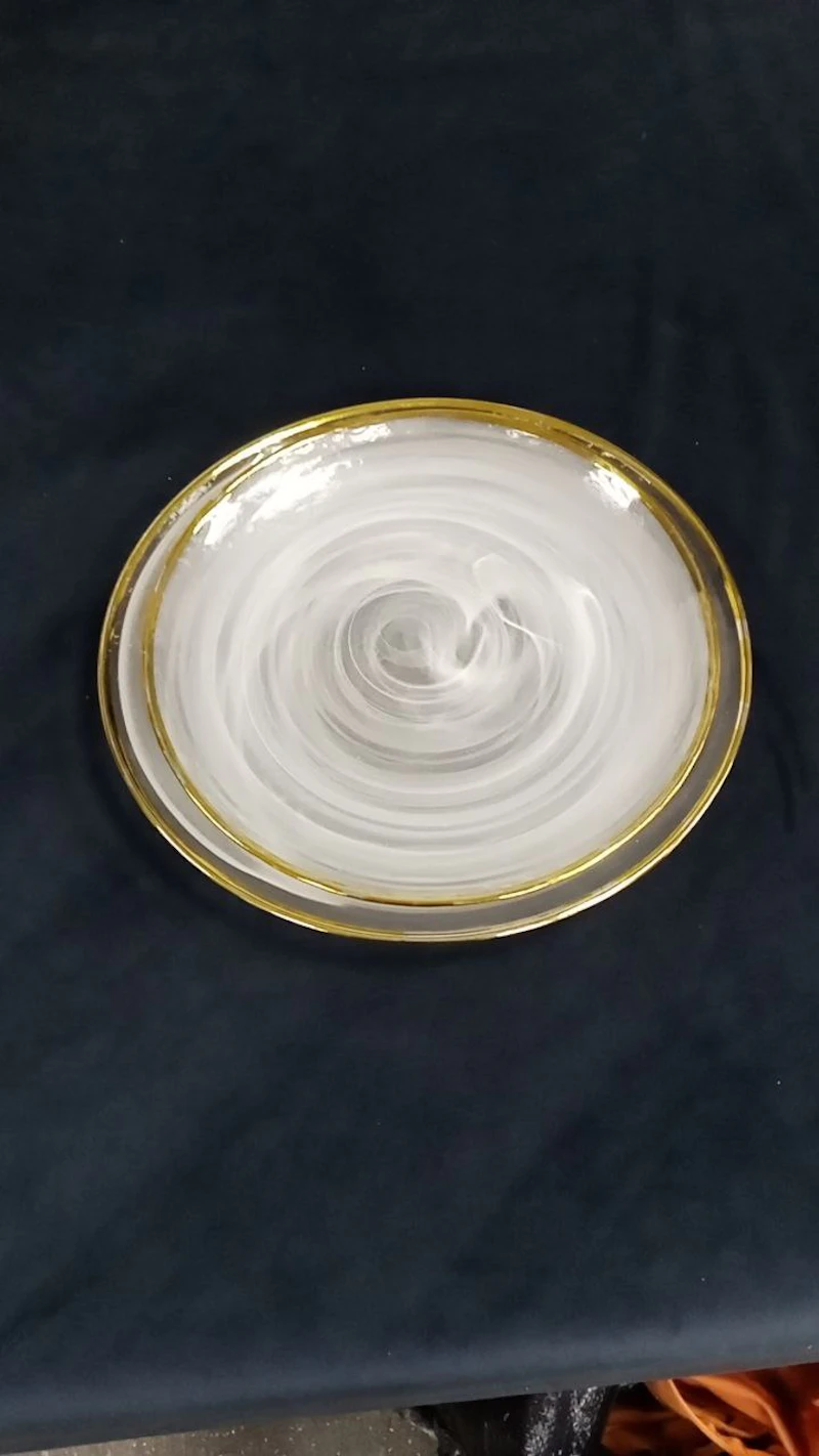 Набор тарелок "Белый дым" с золотым кантом