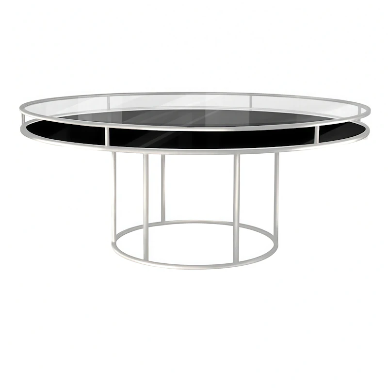 Стол "Лофт" белый, прозрачная столешница, черное подстолье