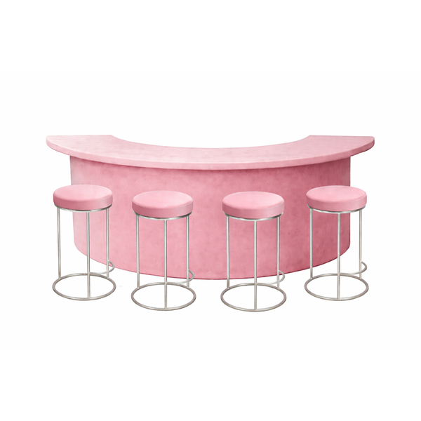 Барный комплект "Луна"  пепельно-розовый бархат