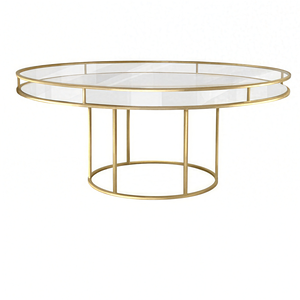 Стол "Лофт" золото, прозрачная столешница, белое подстолье