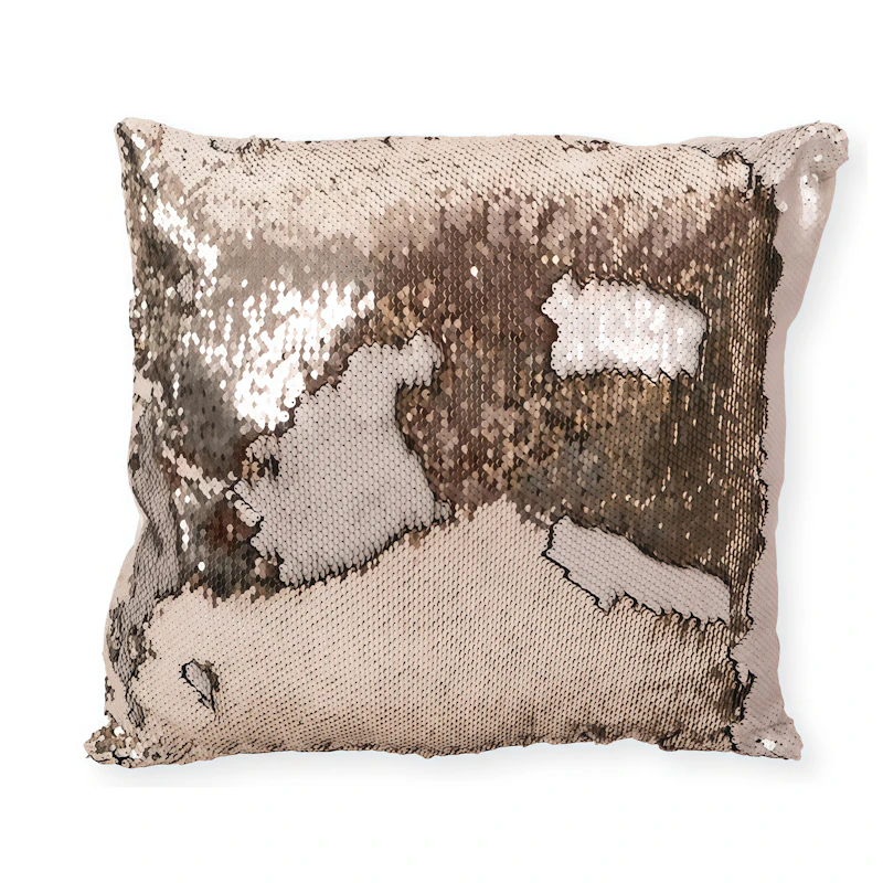 Подушка пайетки серебро с золотом