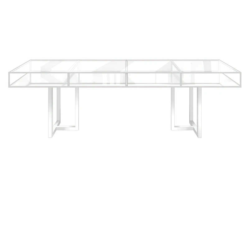 Стол "Лофт белый", прозрачная столешница, белое подстолье