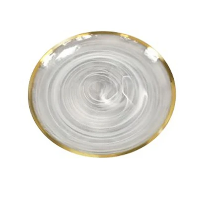 Подстановочная тарелка "Белый дым" с золотым кантом - изображение 1