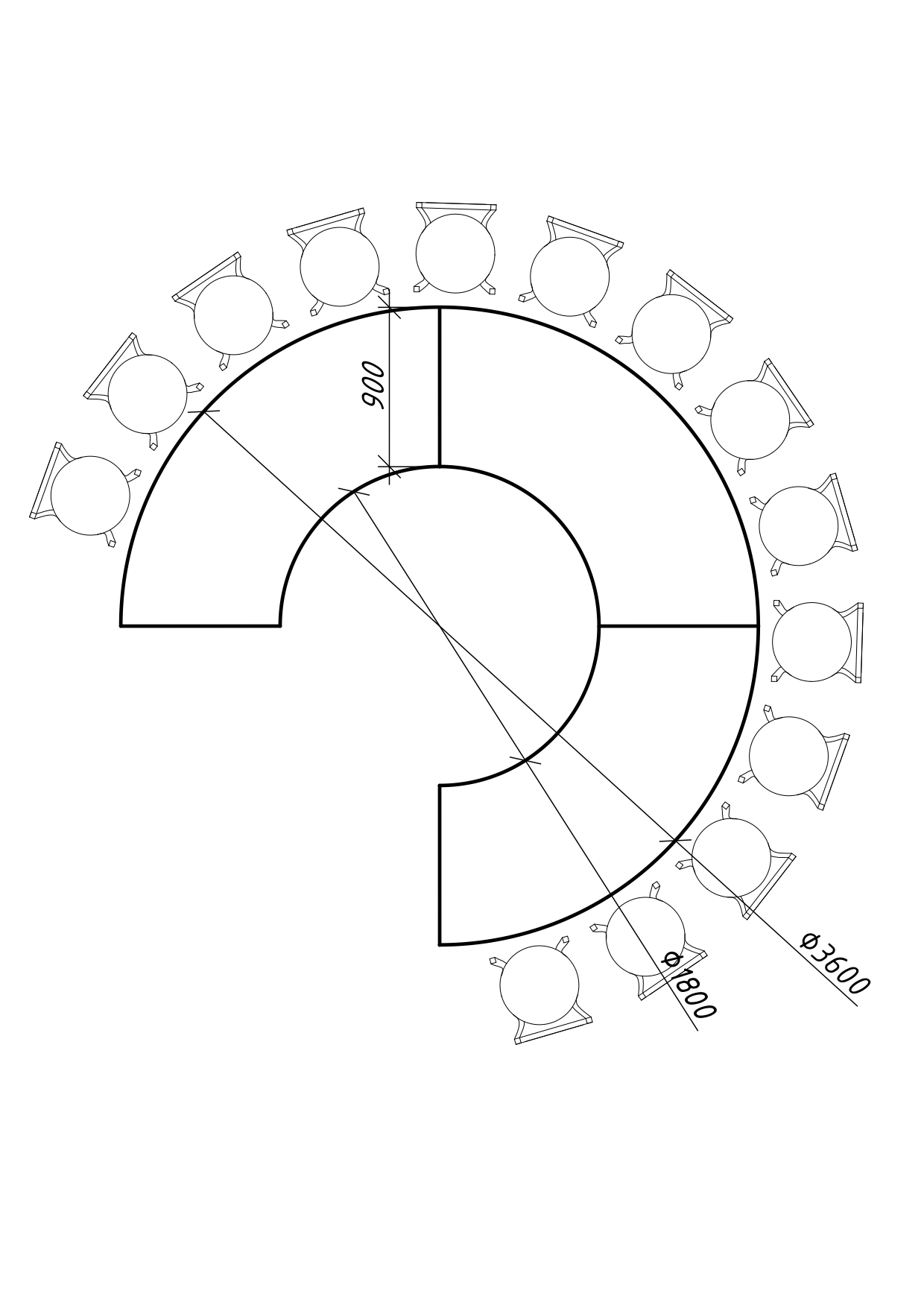 Стол "Орбит" подкова (3 модуля)