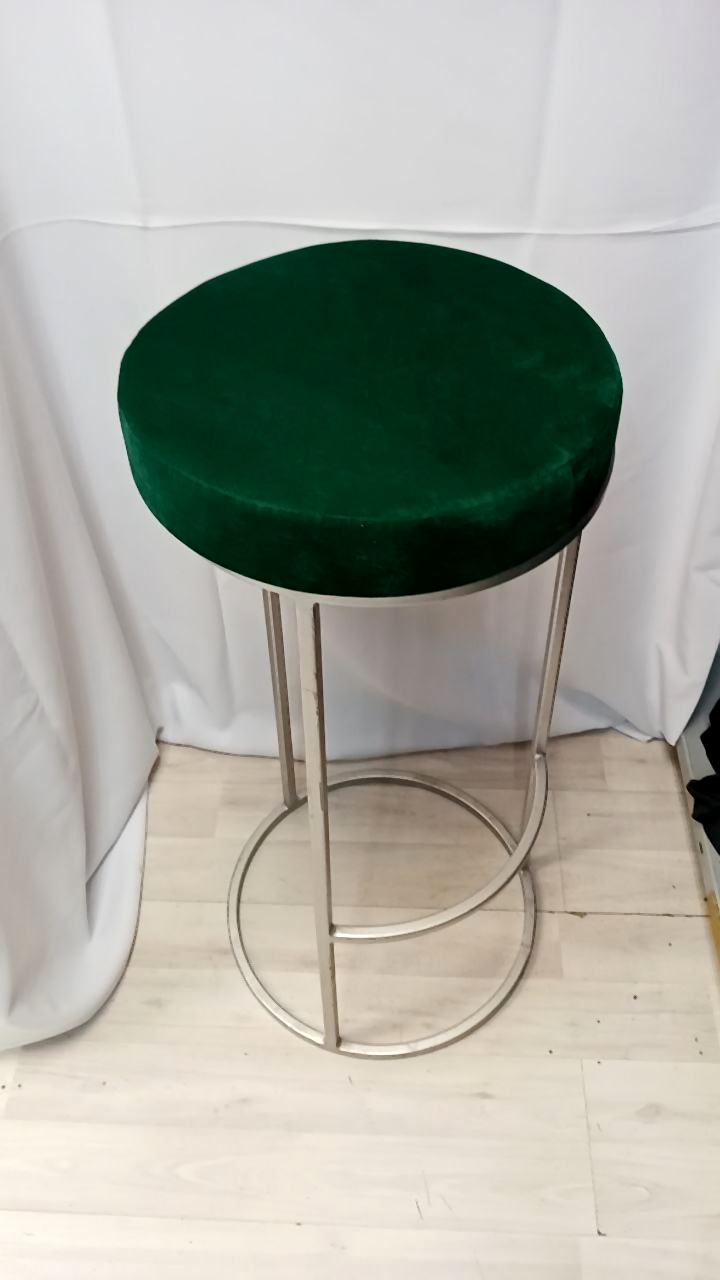 Барный стул серебро-изумрудный