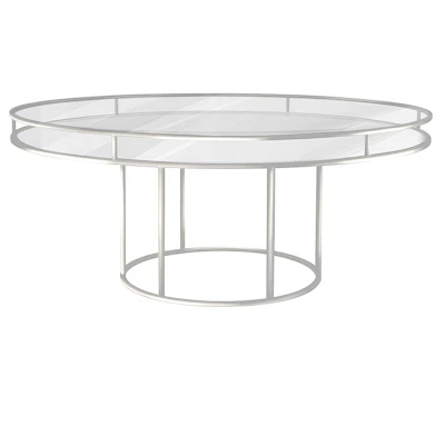 Стол "Лофт" белый, прозрачная столешница, белое подстолье