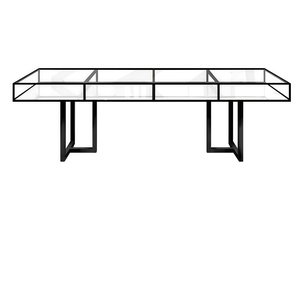 Стол "Лофт Черный", прозрачная столешница, белое подстолье