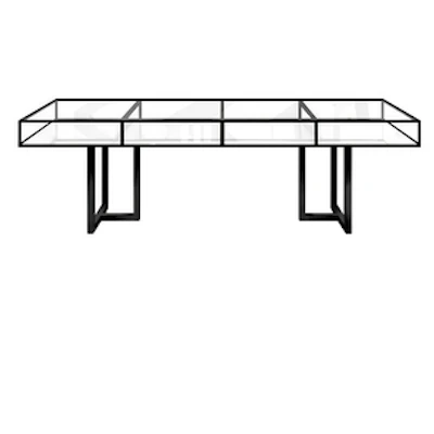 Стол "Лофт Черный", прозрачная столешница, белое подстолье - изображение 1