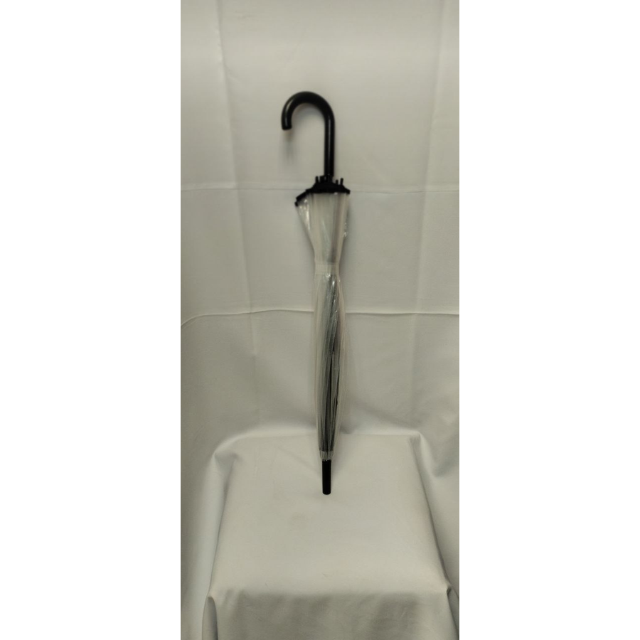 Зонт прозрачный с черной окантовкой - Фото миниатюра 3