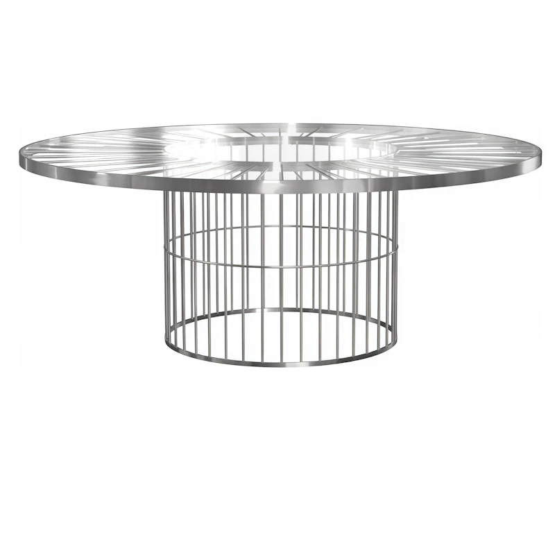 Стол Ферари  серебро  с прозрачной столешницей