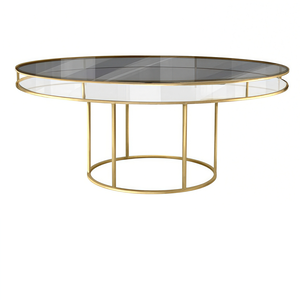 Стол "Лофт" золото, столешница дымчатая, белое подстолье