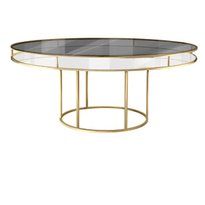 Стол "Лофт" золото, столешница дымчатая, белое подстолье - изображение 1