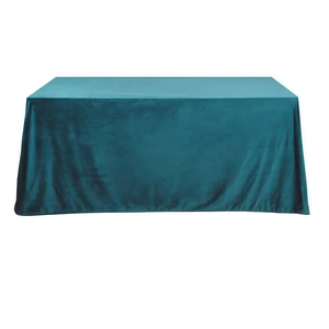 Скатерть бархатная прямоугольная темно-бирюзовая