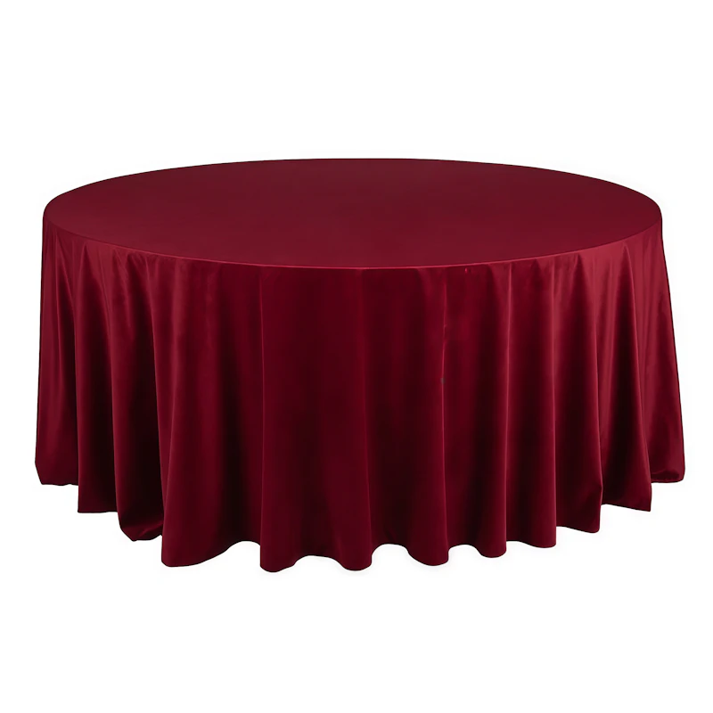Скатерть круглая бархат рубиново-красная