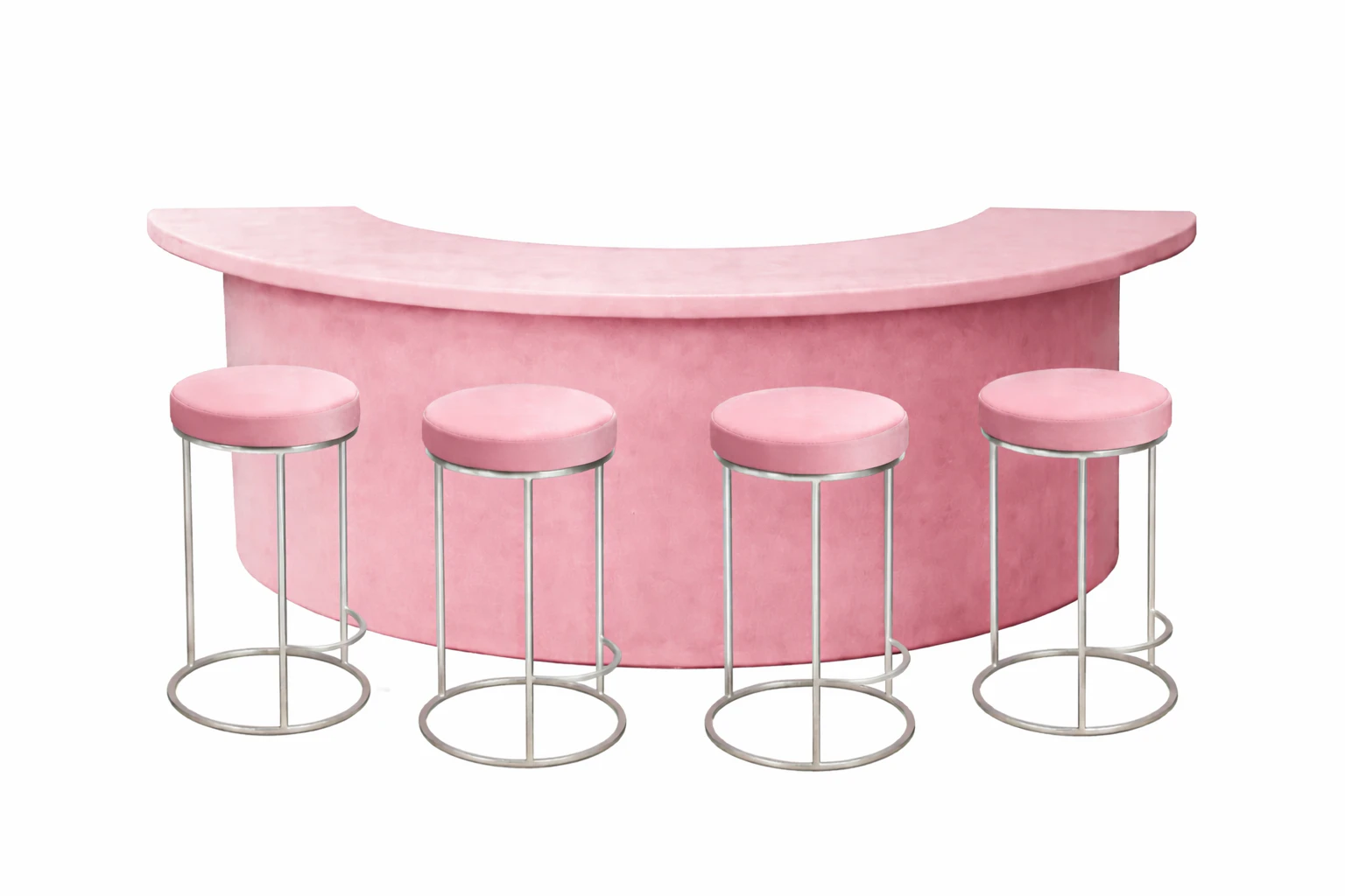 Барный комплект "Луна"  пепельно-розовый бархат