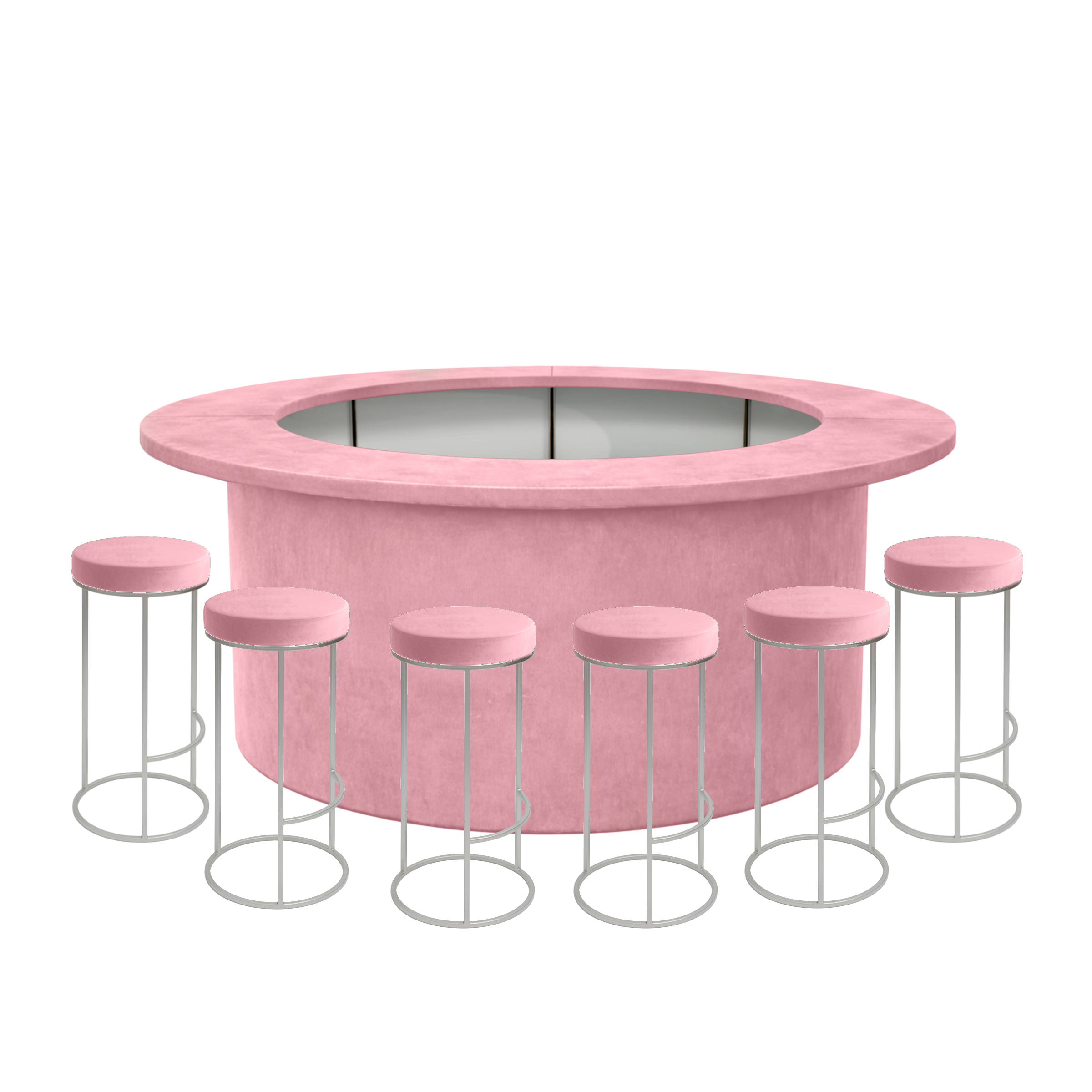 Комплект барной стойки  "Луна" 360  пепельно-розовый бархат 