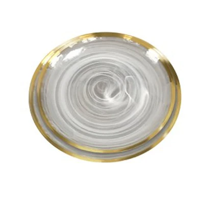 Набор тарелок "Белый дым" с золотым кантом - изображение 1