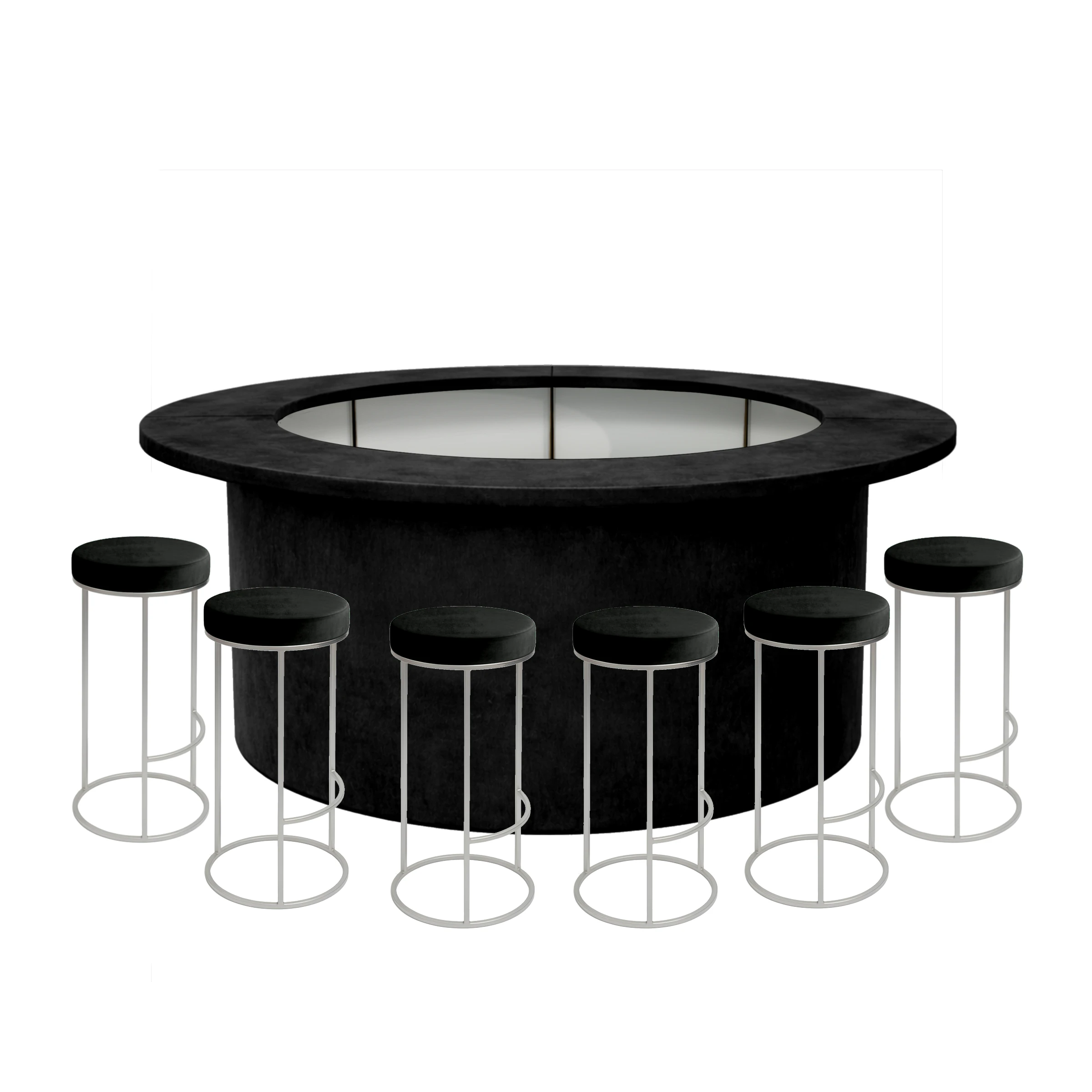 Комплект барной стойки  "Луна" 360  черный бархат