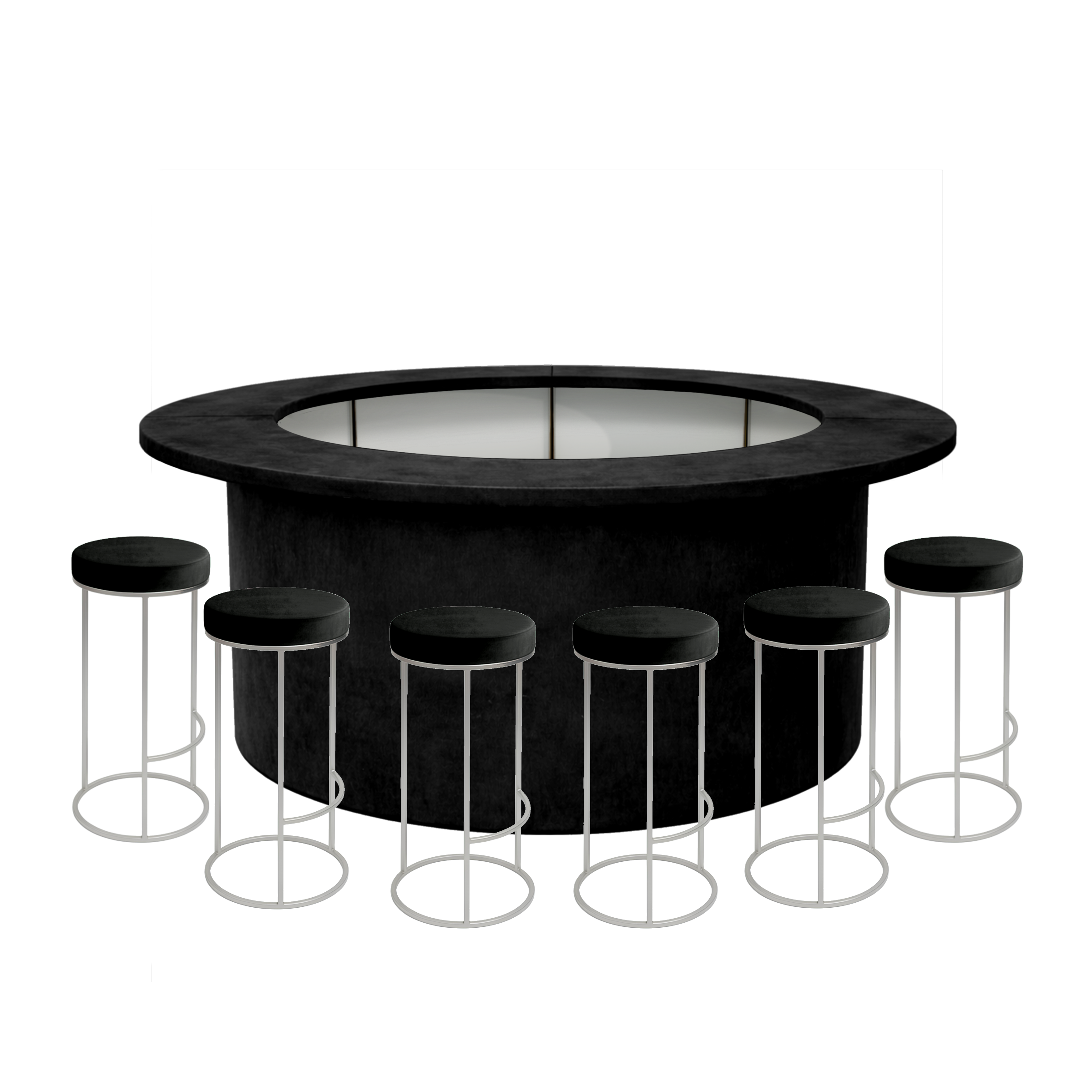 Комплект барной стойки  "Луна" 360  черный бархат