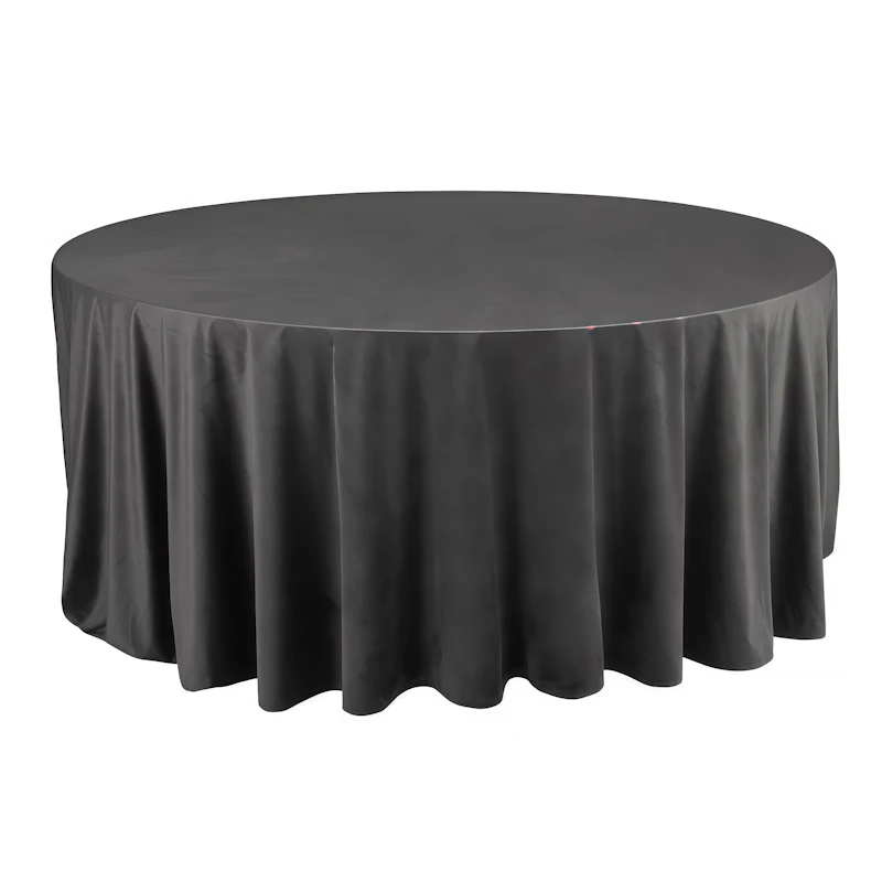 Скатерть круглая бархат темно-серая