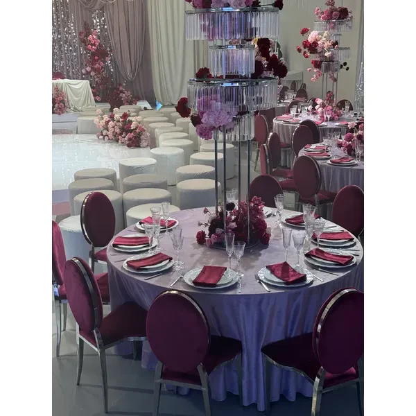 Скатерть круглая бархатная светло-лавандовая - Фото 4