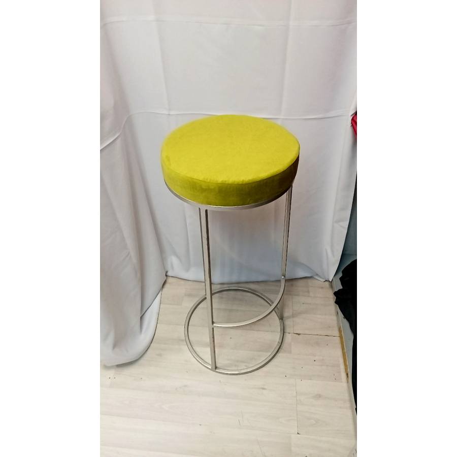 Барный стул серебро, оливковый бархат - Фото миниатюра 2