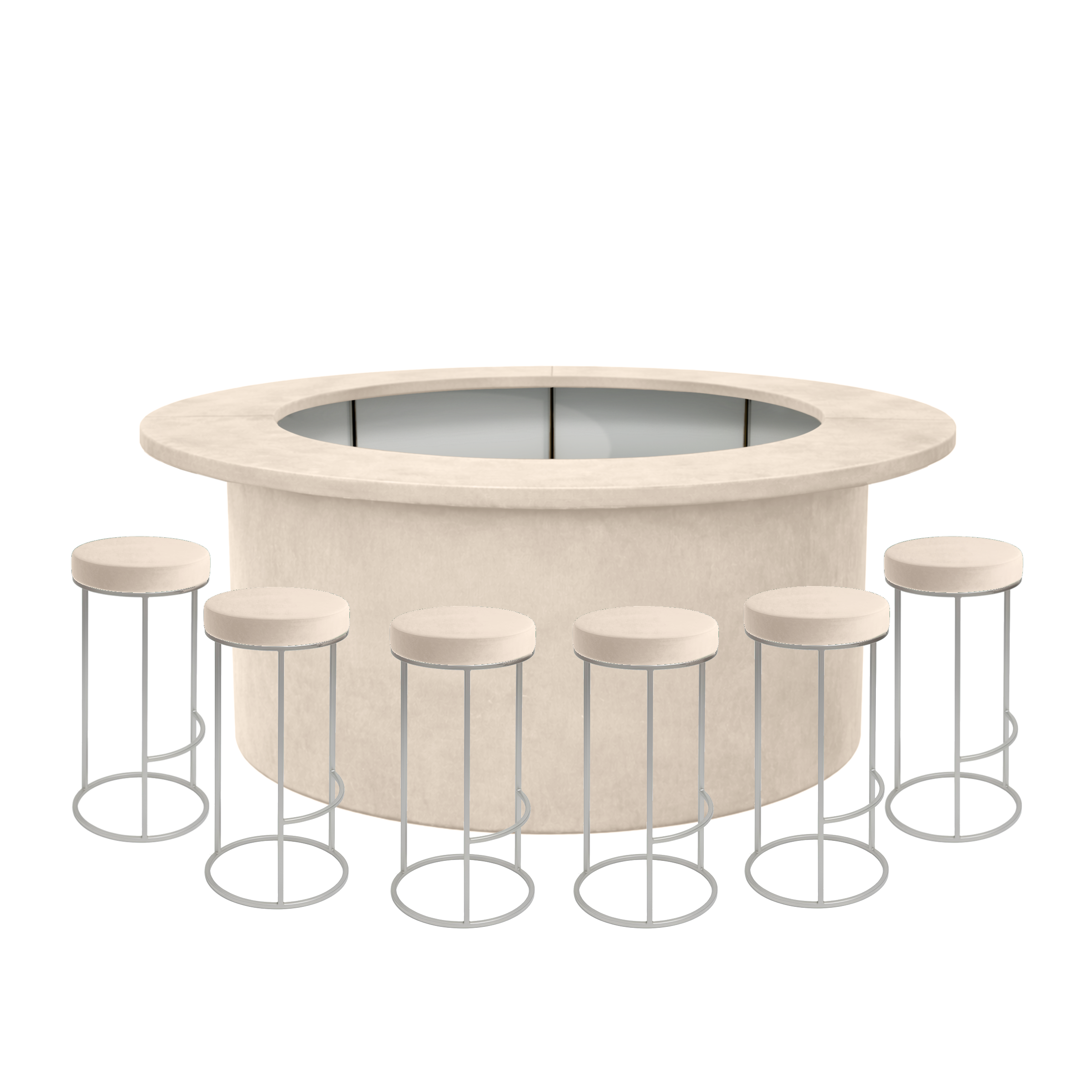 Комплект барной стойки  "Луна" 360  кремовый бархат