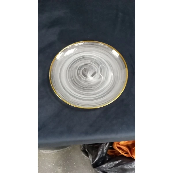 Подстановочная тарелка "Белый дым" с золотым кантом - Фото 2