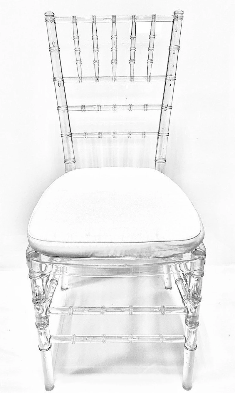 Стул «Тиффани» прозрачный, белая подушка ткань