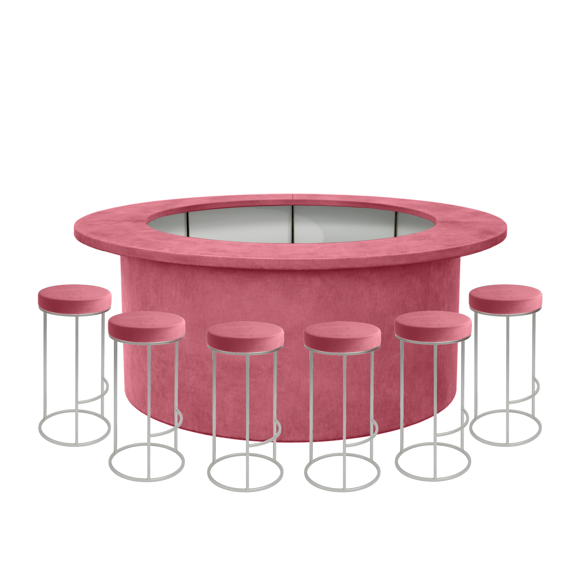 Комплект барной стойки  "Луна" 360  красный бархат 