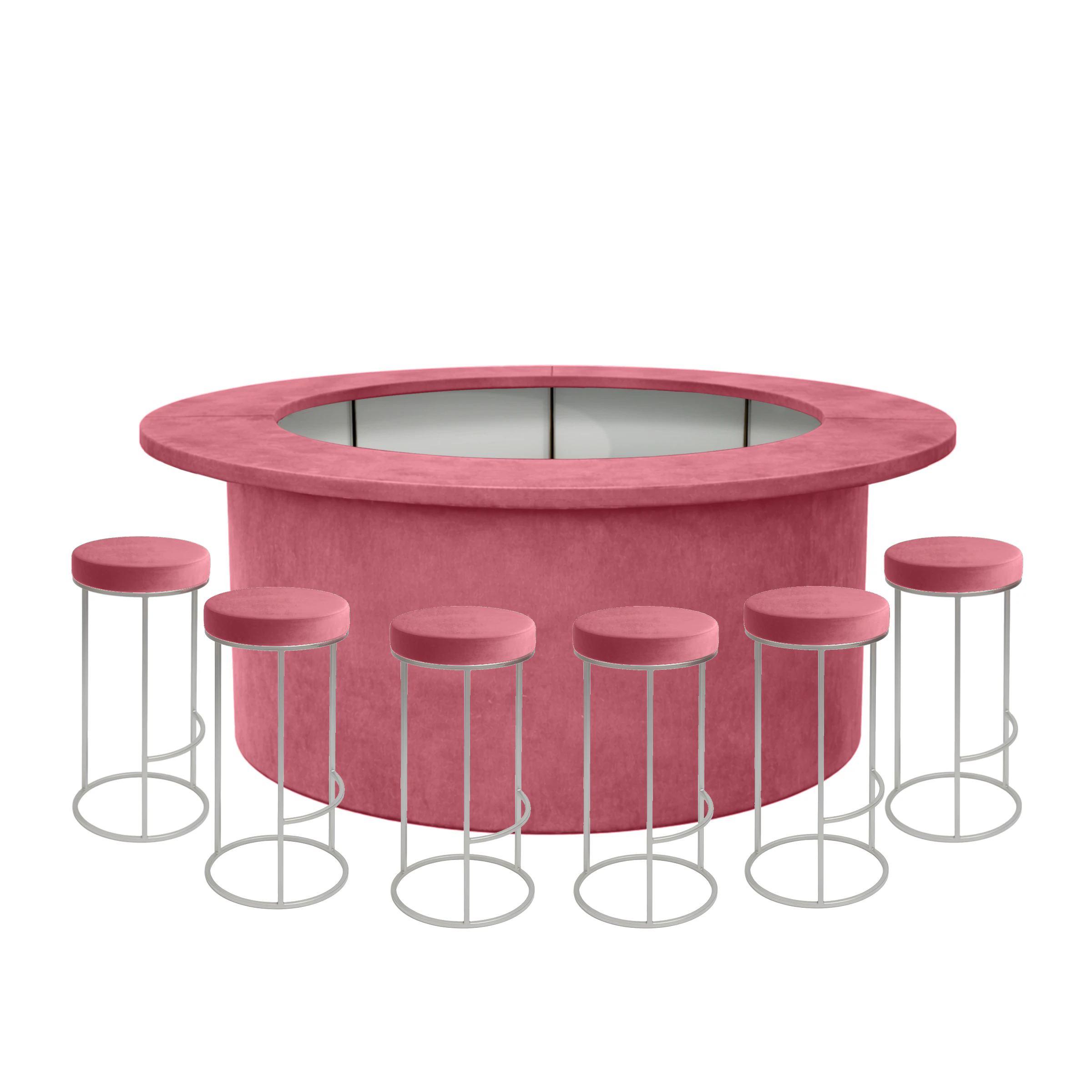 Комплект барной стойки  "Луна" 360  красный бархат 