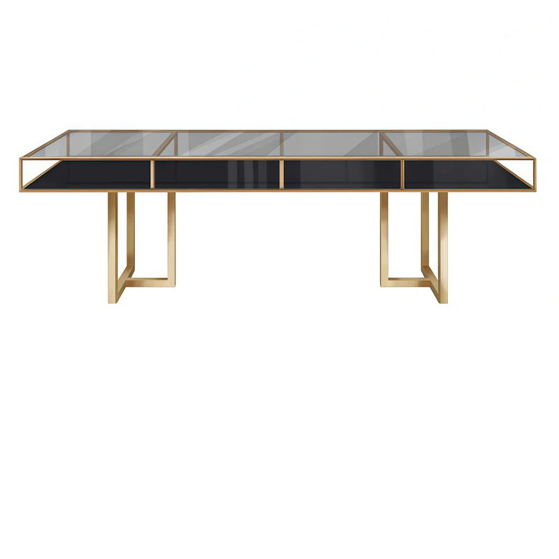 Стол "Лофт Голд", дымчатая столешница, черное подстолье